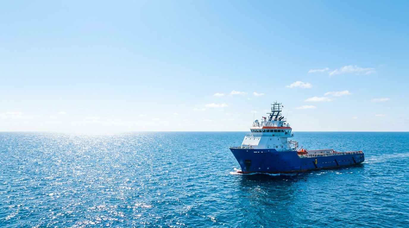 Offshore-bevoorradingsschip op een helderblauwe zee